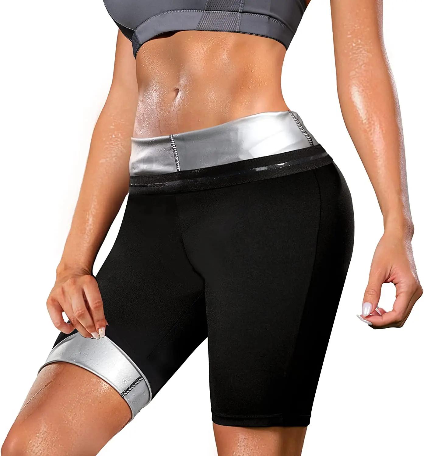 Calças de sauna fitness exercício emagrecimento leggings compressão suor shorts treino cintura trainer thermo trimmer para mulheres - Image 1