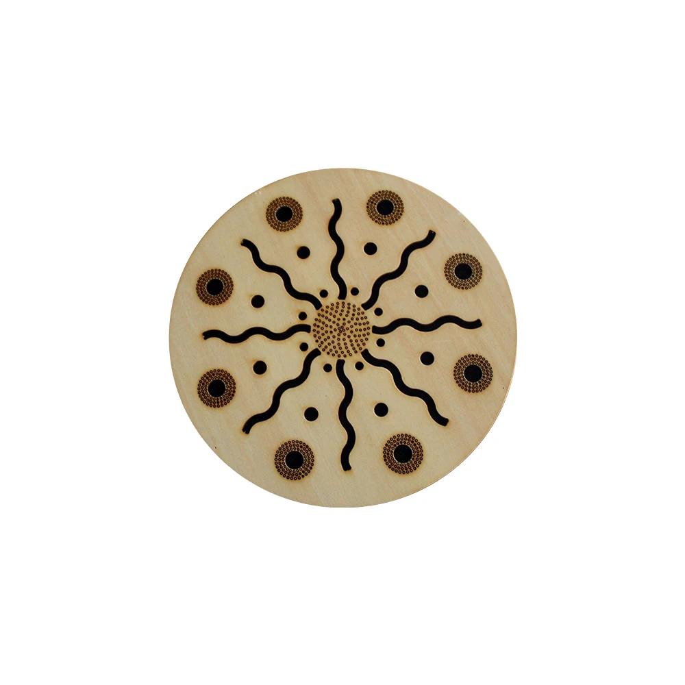 Arborea-Tambor de Madeira Sólida, Tambor Mão com belo padrão, Yoga e cura, Sea Wave Sound, Meditação, 8 ", 10", 12" - Image 1