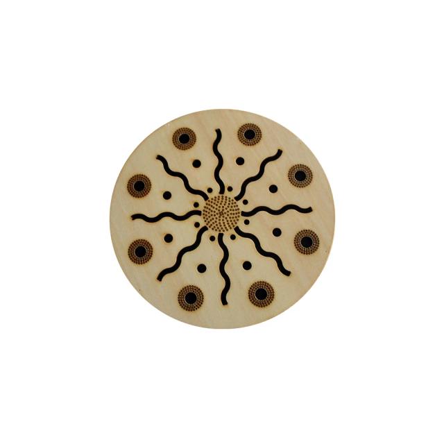 Tambor de Madeira Sólida Arborea para Meditação e Yoga com Design Padrão e Som de Ondas do Mar - Disponível em 8", 10" e 12"