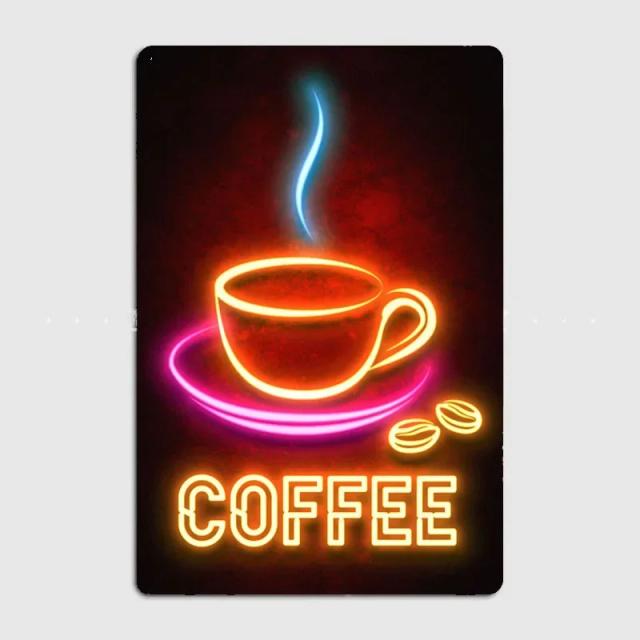 Sinal de néon vintage em metal para decoração de cafés, restaurantes e cozinhas