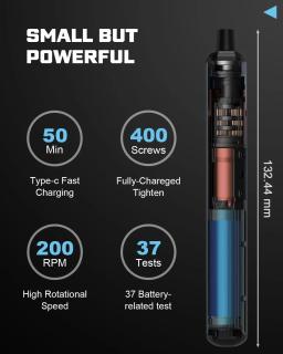 Mini Precision Electric Screwdriver Set, Power Repair Tool, 64 Magnetic Torx, Phillips Drill Bits, 5 Torque Settings, 68 em 1 - Image 4