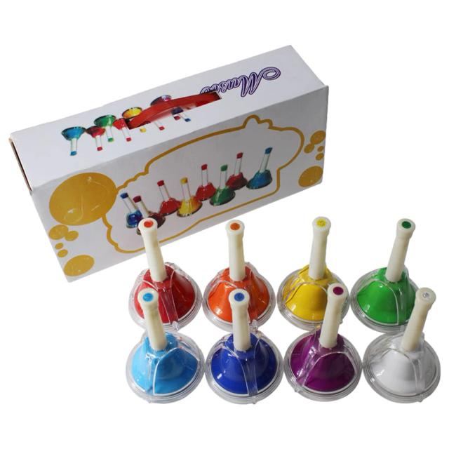 Brinquedo de Percussão Mão Orff: Sinos Coloridos de 8 Notas para Educação Musical Precoce de Bebês