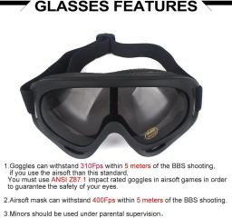 Zlangsports-dobrável meia máscara facial para airsoft e paintball, com óculos de proteção uv, malha metálica, cs militares - Image 5