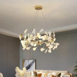 Modern Nordic Ginkgo Branch Folha Pingente LED Teto Lustre, Sala de estar, Sala de jantar, Home Decor, Iluminação interior, G9 - Image 3