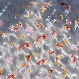 Koi Nail Art Adesivos, Colorido, Koi, Flor, Goldfish, Mar, Carpa, Peixe Vermelho, Golfinho, Sereia, Soft Relief, Manicure Decalques - Image 2