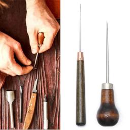 1pc costura awl alça de madeira liga cone agulha sapatos reparação agulhas acessórios de costura sacos buraco gancho diy artesanal ferramenta de couro - Image 1