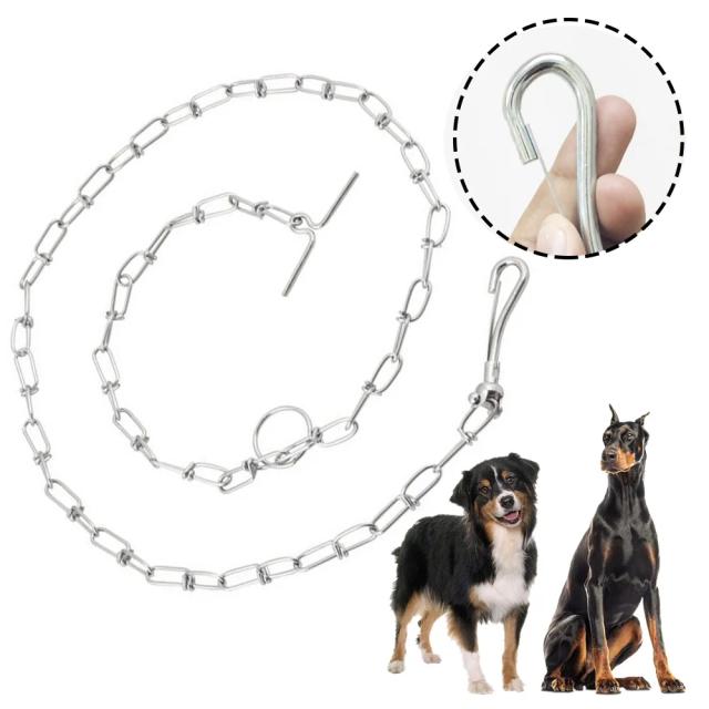 Coleira de Corrente para Cães em Aço Resistente 2.3mm x 1.5m para Passeio e Viagem