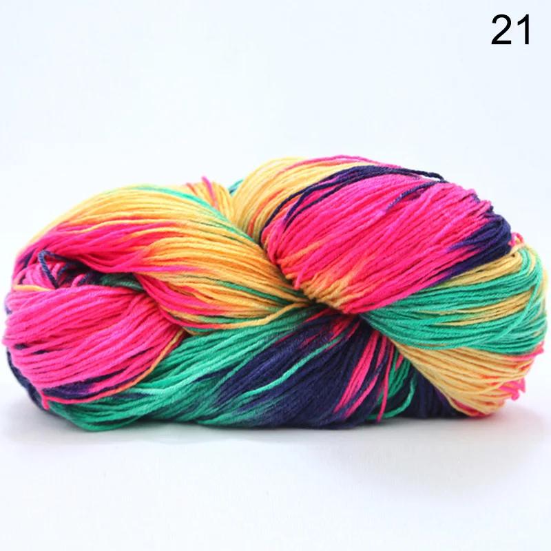 Colorido arco-íris segmento tingido fios de lã, DIY mão tricô fio, macio bebê suéter, lenço e xale suprimentos, 50g por rolo - Image 1