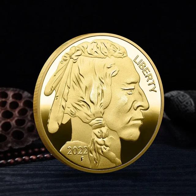 Coleção de Moedas Comemorativas Nativas Americanas: Medalha de Búfalo Dourado de 2019 a 2024