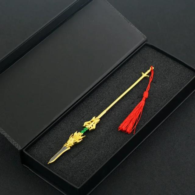 Arma Antiga Lin Dongtian: Halberd de Liga Dourada 22cm para Coleção e Decoração de Anime