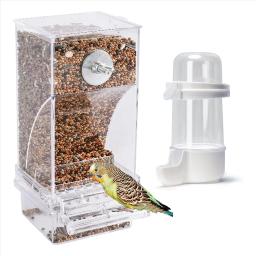 Recipiente De Alimento De Papagaio Automático, Sem Alimentadores De Pássaros, Alimentador Anti Derramamento para Pássaro De Gaiola, Dispensador De Água Incluído - Image 1