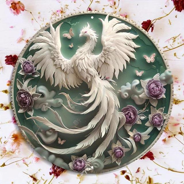Placa de Alumínio Phoenix com Efeitos Visuais 3D e Impressão de Alta Definição para Decoração de Jardim e Casa Resistente às Intempéries