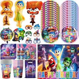 Decoração de Feliz Aniversário, Kit de Talheres Tema Cartoon, Balões Alegria, Material de Festa, Presente Menino e Menina, Brinquedos para Crianças, Inside Out 2 - Image 1