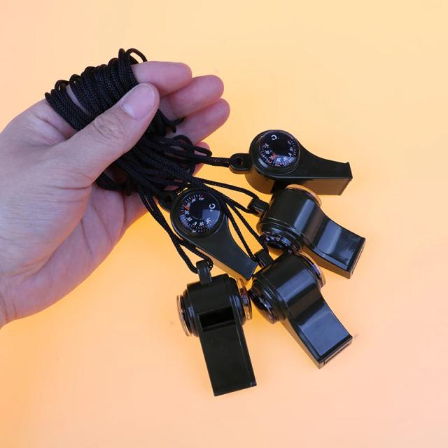 Equipamento Multi-Funcional 3 em 1 para Acampamentos, Caminhadas e Emergências: Apito, Bússola e Termômetro em um Só Produto
