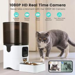 Alimentador automático inteligente Pet, controle do aplicativo, câmera 1080P, sincronismo e quantitativo, alimentador para cão e gato, 6L - Image 3