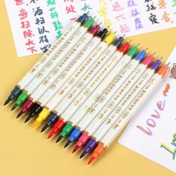Aquarela Arte Marcadores Pincel Pen, Dual Tip Fineliner, Desenho para Caligrafia, Pintura, Manga Book Supplies, Cores, 12Pcs - Image 2