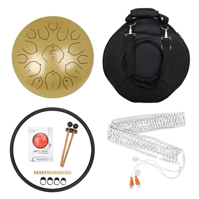 Prático Tambor Zen de 14 Polegadas com 15 Tons - Ferramenta de Percussão para Meditação e Práticas Espirituais