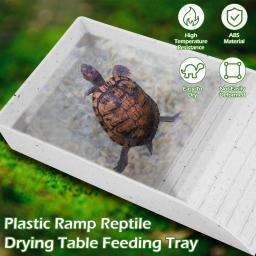 Plataforma de répteis habitat tartaruga prato de comida rastejando pet água tigelas de comida antiderrapante esconderijo cavernas abrigo tartaruga réptil piscina - Image 3