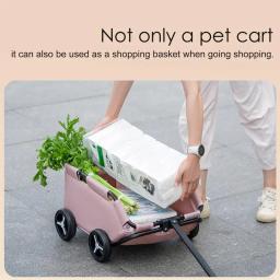 Carrinho de cachorro universal para cães pequenos, rolamento Cat Carrier, Pet Carriage, 4 rodas, leve, carrinho dobrável, carrinho de compras - Image 2