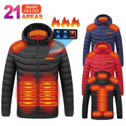 Jaqueta de auto aquecimento das mulheres dos homens 21 áreas usb elétrica aquecida jaqueta lavada esqui acampamento caminhadas inverno para baixo jaqueta roupas aquecidas - Image 1