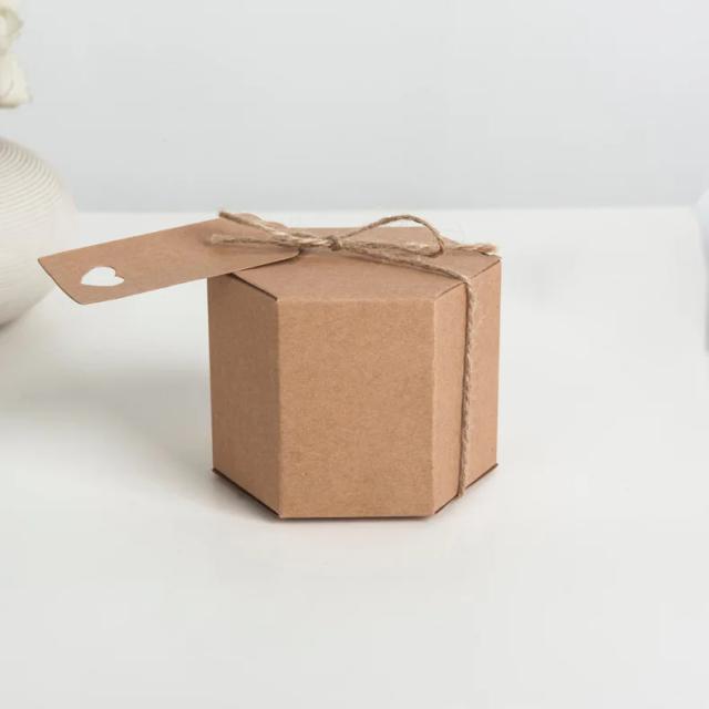 Conjunto de Caixas de Papel Kraft com Etiquetas Decorativas para Embalagem de Doces, 10 Peças, 8.5x7cm