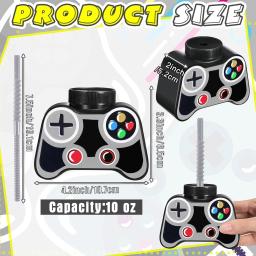Copos Plásticos com Palha para Festa de Jogos, Festa de Aniversário Gamer, Forma de Video Game, Presente Cinza, 10oz, 12 PCs - Image 2