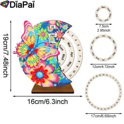 DIAPAI-Pintura Diamante Calendário Ornamentos, Calendário Rotativo De Madeira, Kit De Decoração De Mesa, 5D Bordado DIY, Decoração De Flor De Borboleta - Image 6