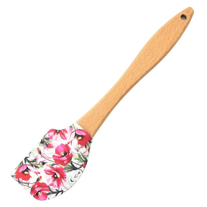 Espátula de silicone antiaderente com cabo de madeira, bolo de creme, tortas, raspador de pizza, liquidificadores de pastelaria, massa de manteiga, misturador - Image 1