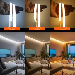 Luz de tira conduzida cob impermeável 12v 24v flexível conduziu a luz de néon 0.5-20m 320leds iluminação linear de alta densidade luzes led cob - Image 4