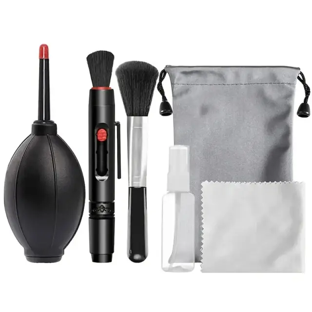 Conjunto Completo de Limpeza para Câmeras Sem Espelho, Laptops e Teclados - Ideal para Canon e Nikon com Pano para Lentes e Sopro de Ar