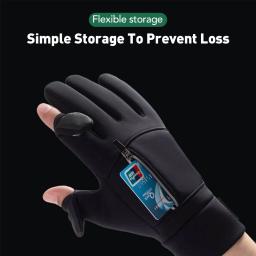 Luvas impermeáveis para homens e mulheres, luvas de pesca, à prova de vento, fotografia, quente, peixe proteção, flip 2 dedo, inverno - Image 2