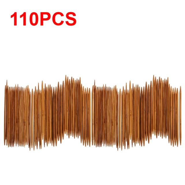 Conjunto de 55 Agulhas de Bambu Carbonizado em 11 Tamanhos para Tricô e Crochê, 13 cm, Ganchos Duplos Apontados para Artesanato e Camisolas