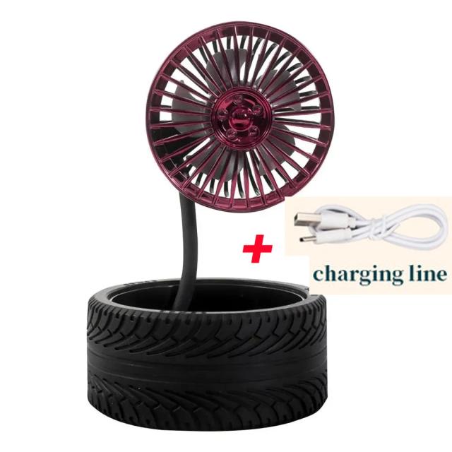 Ventilador USB Dobrável Silencioso com Bateria de 500mAh e Pneu Rotativo para Uso Pessoal no Desktop