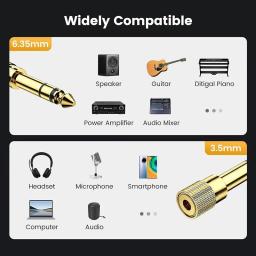 Adaptador de áudio para guitarra, 6,35mm a 3,5mm, instrumento musical estéreo, conversor de som hifi, efetor de piano, alto-falante para fone de ouvido - Image 6