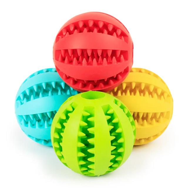 Bolas de Borracha Interativas: Brinquedos Mastigáveis para Cães e Gatos, Ideal para Limpeza e Diversão de Pets Pequenos