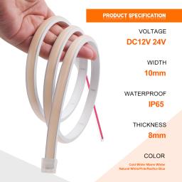 Luz de tira conduzida cob impermeável 12v 24v flexível conduziu a luz de néon 0.5-20m 320leds iluminação linear de alta densidade luzes led cob - Image 5