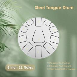 Aço Tongue Drum com Mallet, oco Drum, Handpan Drum, Finger Picks, percussão para Meditação, Yoga, 11 Notas, 8" - Image 1