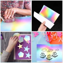 10 folhas de papelão metálico arco-íris, cartolina, artesanato holográfico grosso para - Image 4
