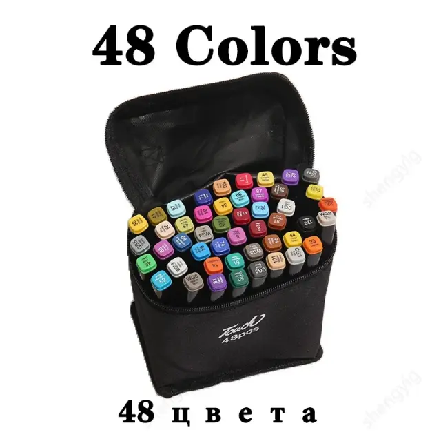 Conjunto de 12-80 Marcadores Oleosos à Base de Álcool para Arte e Desenho - Ideal para Estudantes e Artistas na Criação de Mangás