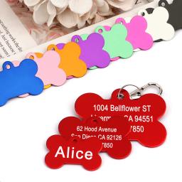 osso em forma de animal de estimação id tag personalizado cão gato nome tags anti-perdido livre gravura colar pingente osso para pequeno médio grande animal de estimação - Image 4