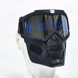 Bluetooth rgb light up airsoft paintball militar tático display led máscara rosto cheio crânio halloween caça máscara protetora - Image 3