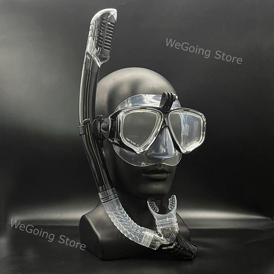 Conjunto de snorkel com montagem Gopro para homens e mulheres, máscaras de mergulho, óculos anti-nevoeiro, lente espelho, equipamento de natação - Image 1