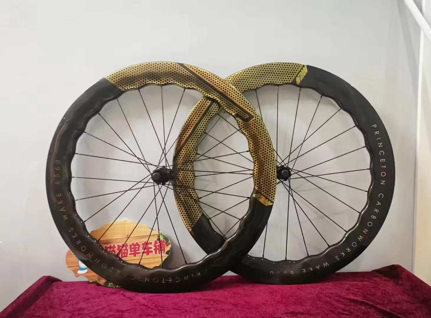2025/6560 novo 700c conjunto de roda disco bicicleta estrada dt180hub princeton carbonworks rodas onda completa fibra carbono personalizáveis - Image 1