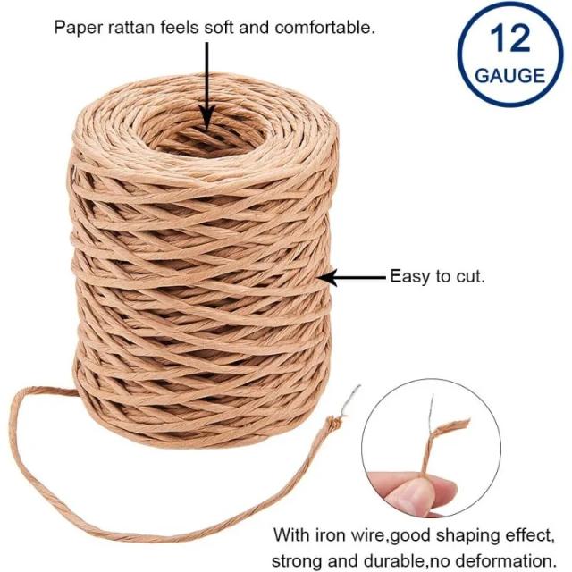 Haste de Ferro Floral de 2mm com Corda de Rattan e Fio de Papel para Buquês de Flores e Artesanato DIY