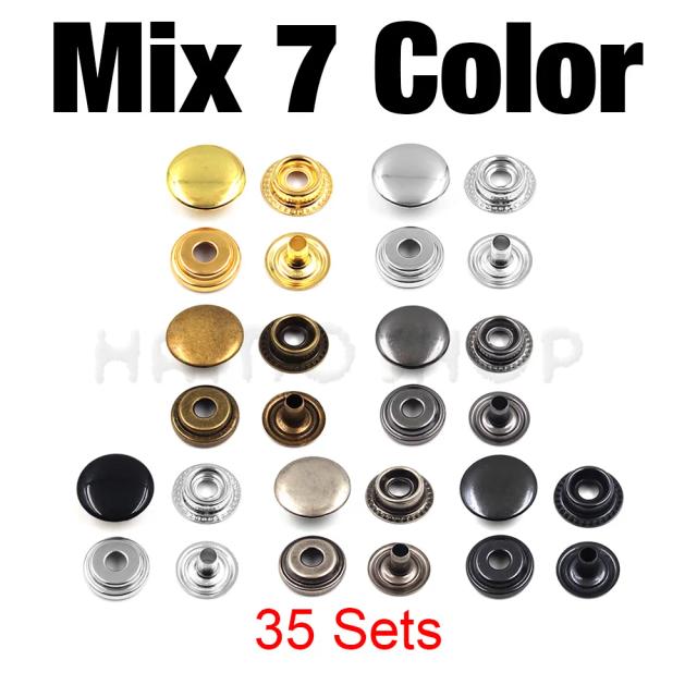 Conjunto de Fechos de Metal para Costura em Couro - 25 Sets de Botões e Studs para Roupas, Bolsas e Acessórios