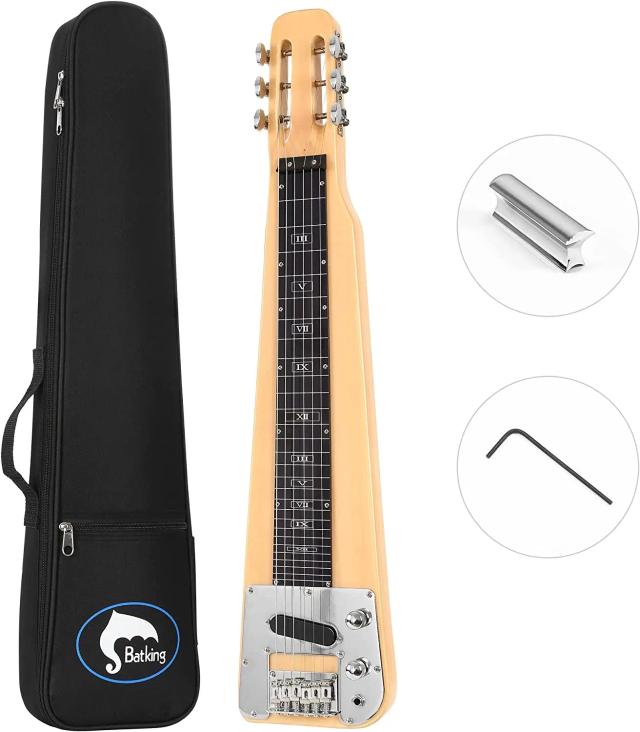 Lap Steel Elétrica com Slide Bar e Cordas para Guitarra, Inclui Headstock Fendido e Gigbag