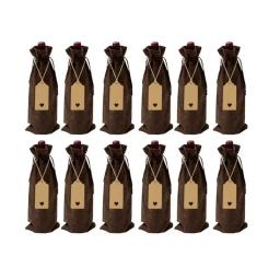 Bolsa De Garrafa De Vinho Com Cordão, Sacos De Presente, Feriado, Café, Pacote De 12 - Image 6