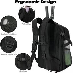WOLT-Mochila de tênis para homens e mulheres, grande bolsa de raquete com compartimento ventilado, detém 2 raquetes, bolsa de tênis - Image 4