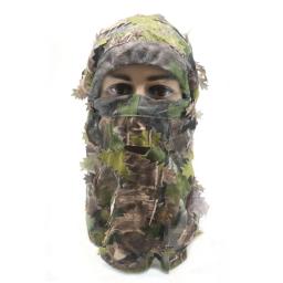 10 pçs camuflagem 3d folha máscara facial ghillie terno sniper caça capuz caparmy tático chapéu de camuflagem respirável elástico balaclava - Image 2