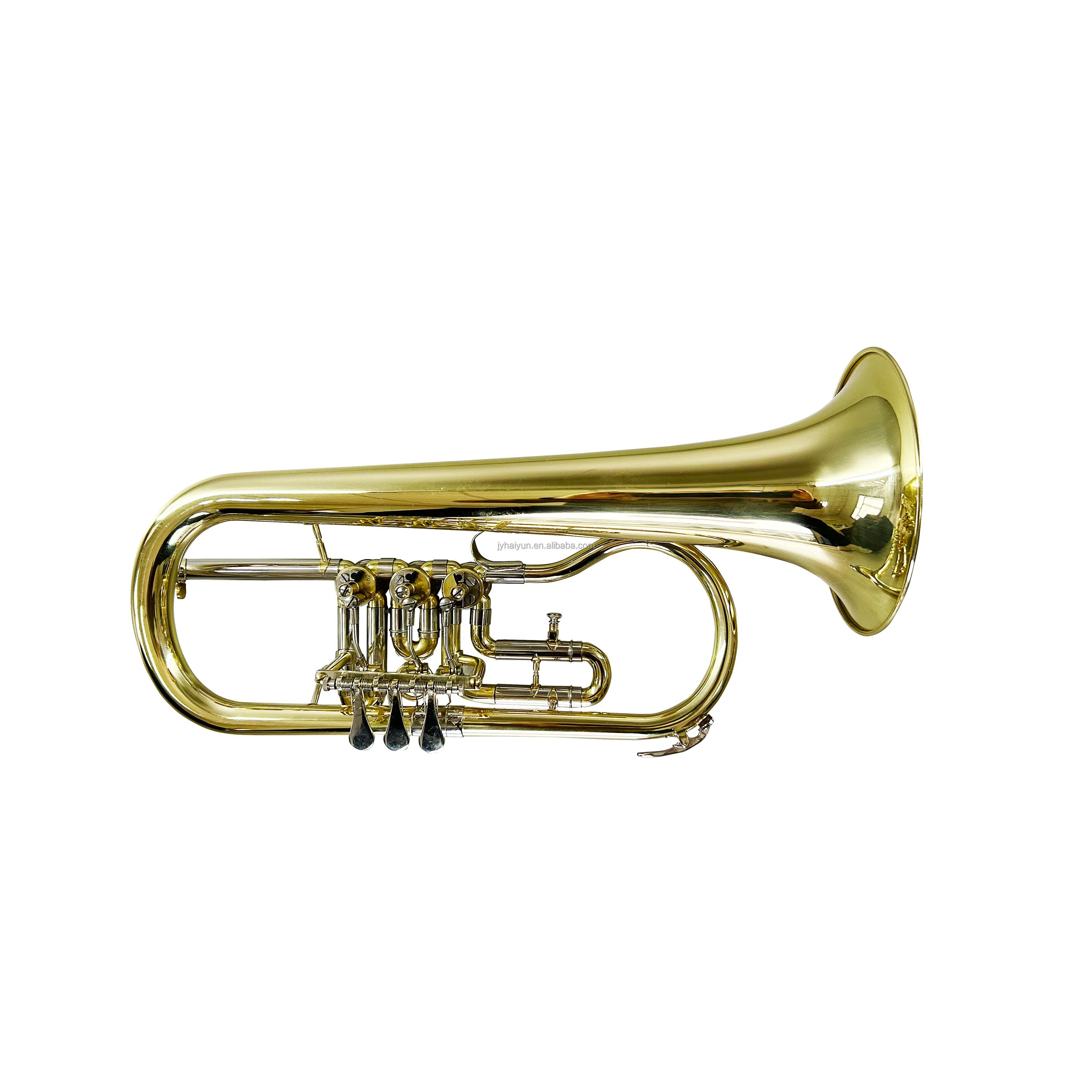 SEASOUND-profissional BB Tom Flugelhorn, giratório pistão latão trompete, instrumento de sopro, superfície do ouro, JYFG411, OEM - Image 1